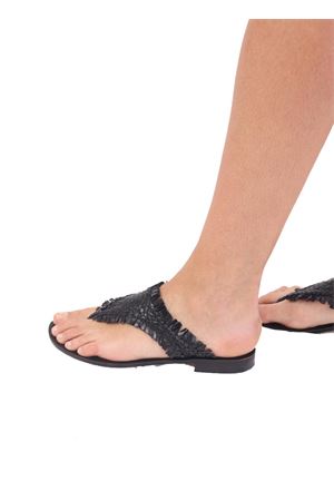 Black Capri Sandals with fringes Da Costanzo | 2705NERO
